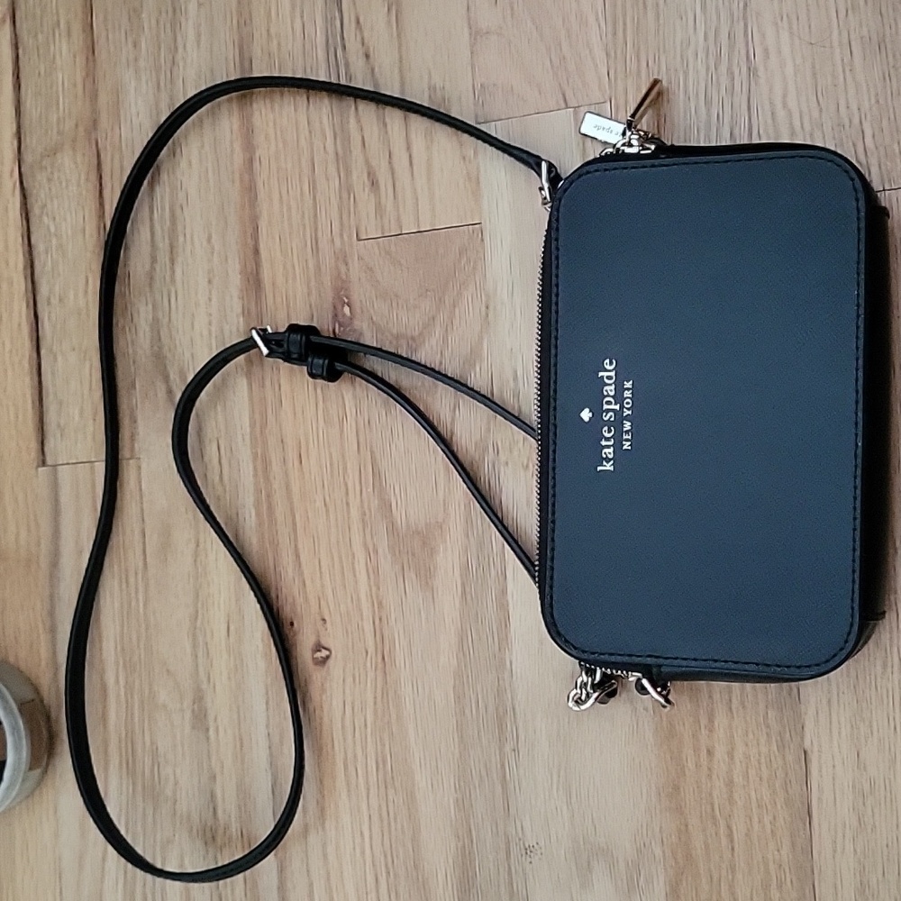Kate Spade Crossbody Double Zip Black Bag - Gold zipper